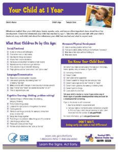 CDC_-LTSAE-Checklists-with-Tips-1year-P | Sunshine Pediatric Clinic